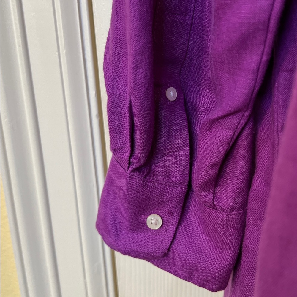 Ralph Lauren Women Violet Linen Split-Neck Tunic Top Sz 1X Quiet Luxury Vacation - Picture 9 of 12